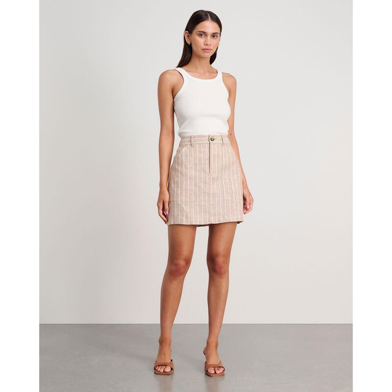 JAG Sabine Linen Stripe Mini Skirt image number 3